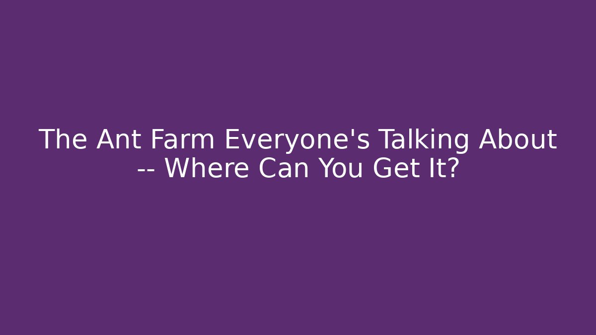The Ant Farm Everyone’s Talking About — Where Can You Get It? - Felix Cat Insurance