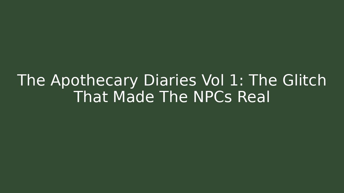 The Apothecary Diaries Vol 1: The Glitch That Made The NPCs Real