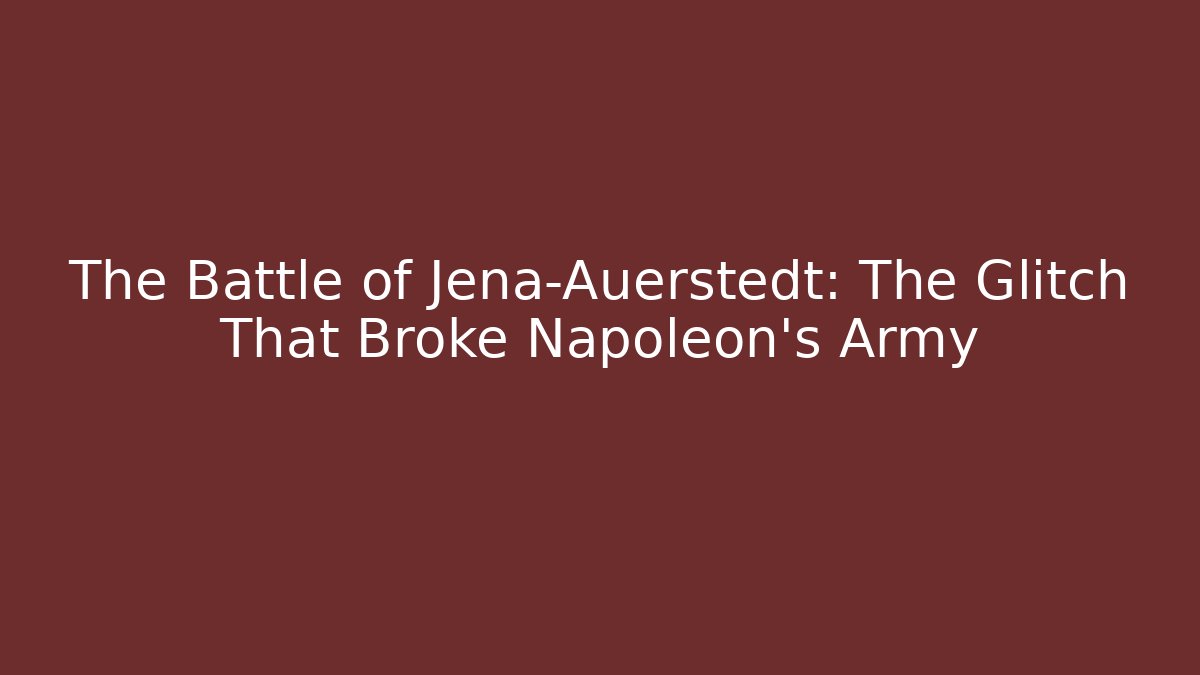 The Battle of Jena-Auerstedt: The Glitch That Broke Napoleon's Army