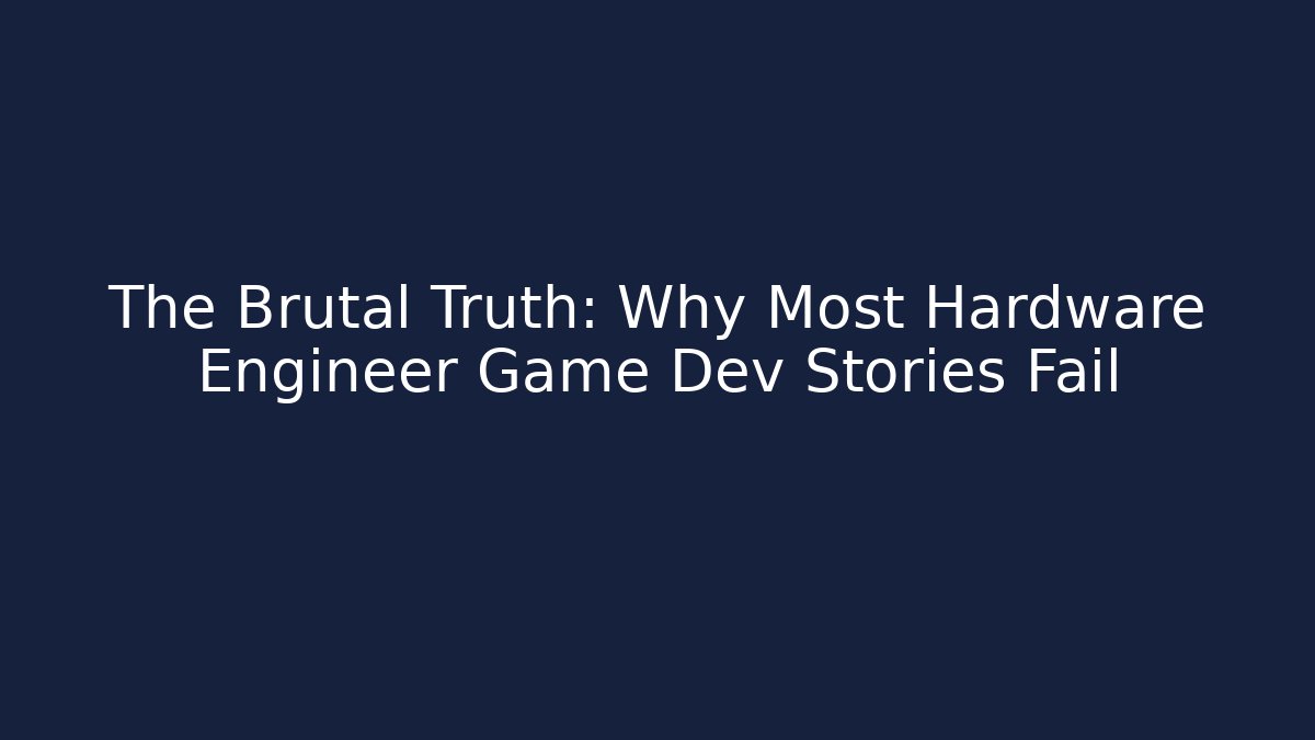 The Brutal Truth: Why Most Hardware Engineer Game Dev Stories Fail