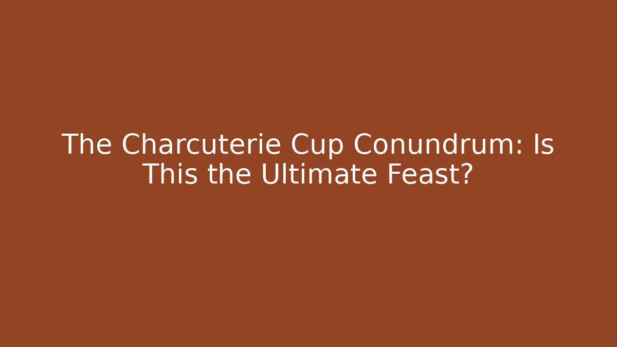 The Charcuterie Cup Conundrum: Is This the Ultimate Feast?