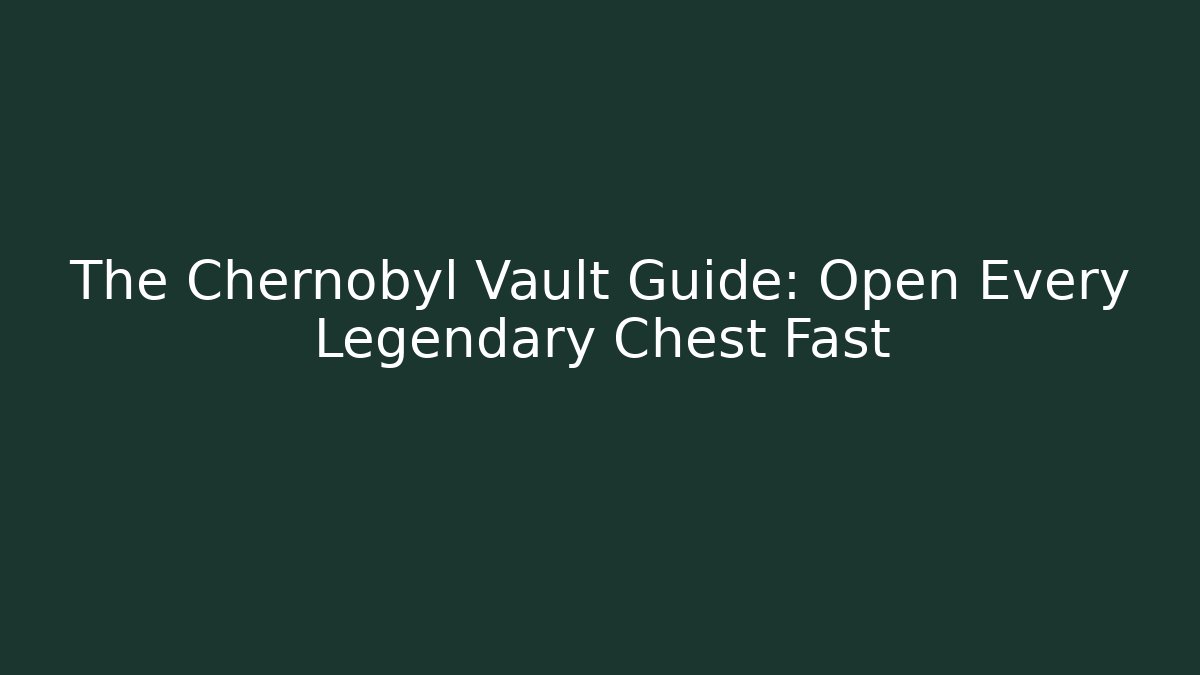 The Chernobyl Vault Guide: Open Every Legendary Chest Fast