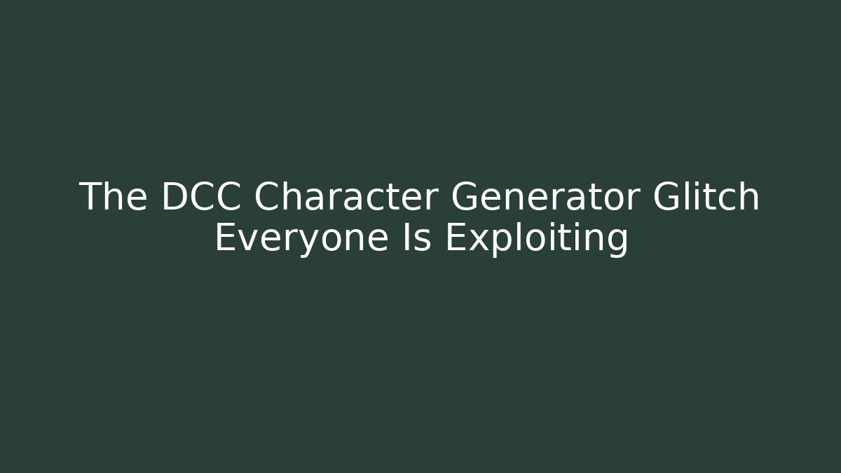The DCC Character Generator Glitch Everyone Is Exploiting