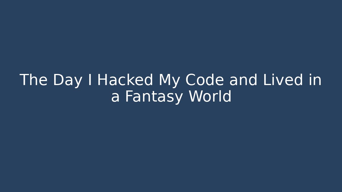 The Day I Hacked My Code and Lived in a Fantasy World