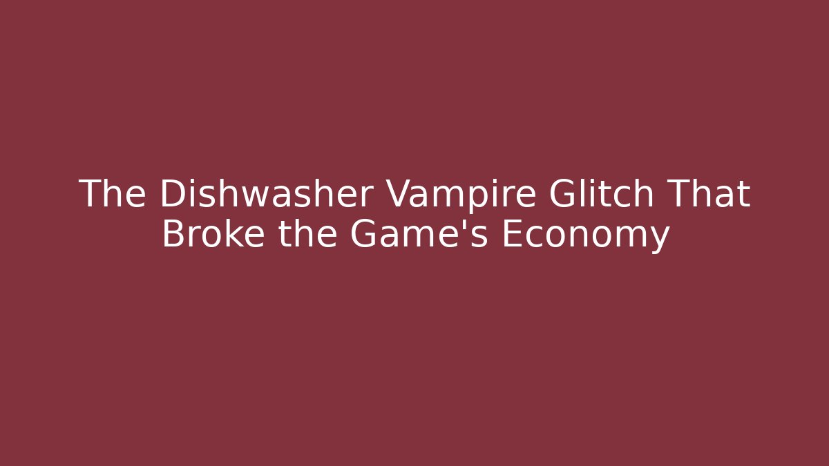 The Dishwasher Vampire Glitch That Broke the Game's Economy