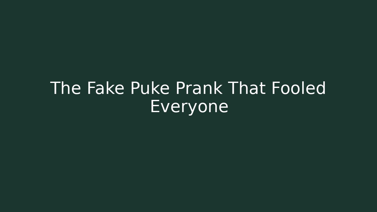 The Fake Puke Prank That Fooled Everyone