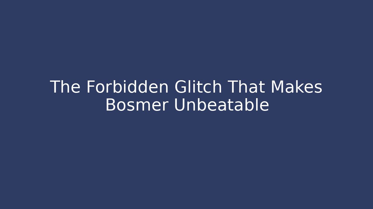 The Forbidden Glitch That Makes Bosmer Unbeatable