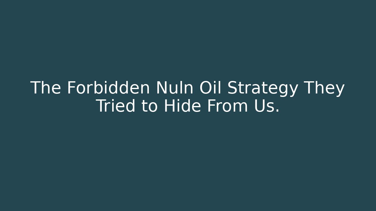 The Forbidden Nuln Oil Strategy They Tried to Hide From Us.