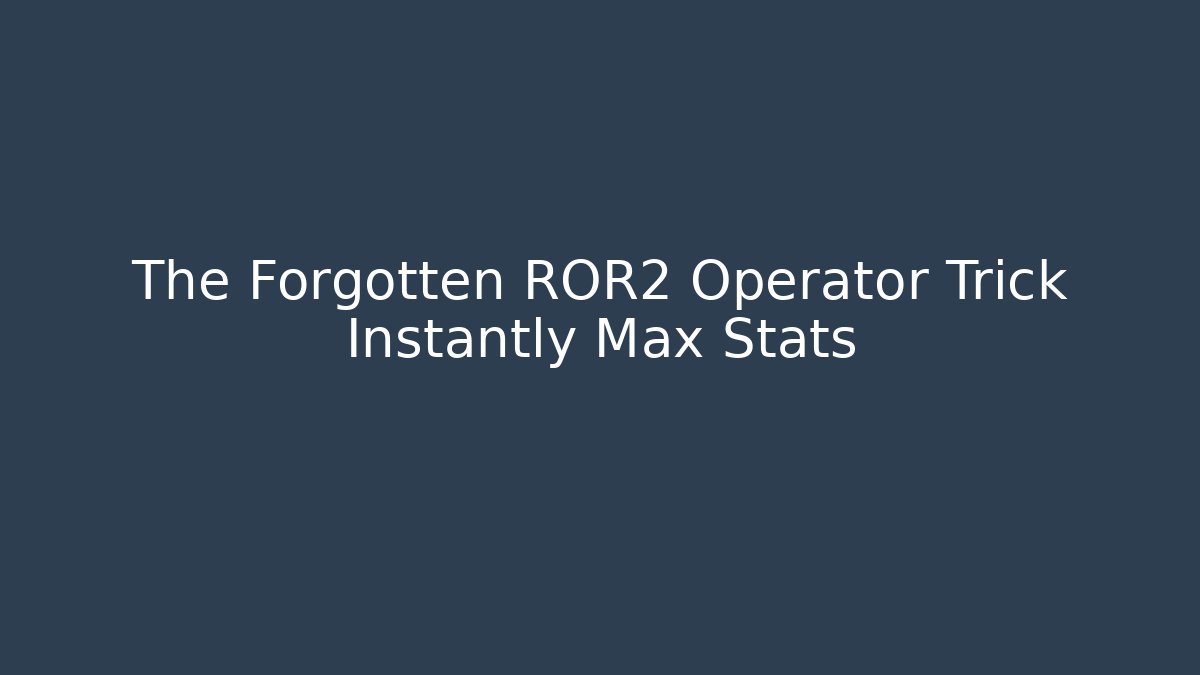 The Forgotten ROR2 Operator Trick Instantly Max Stats - Felix Cat Insurance