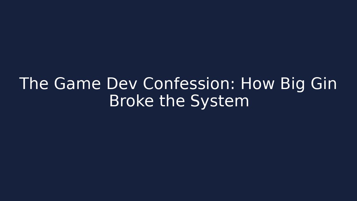 The Game Dev Confession: How Big Gin Broke the System