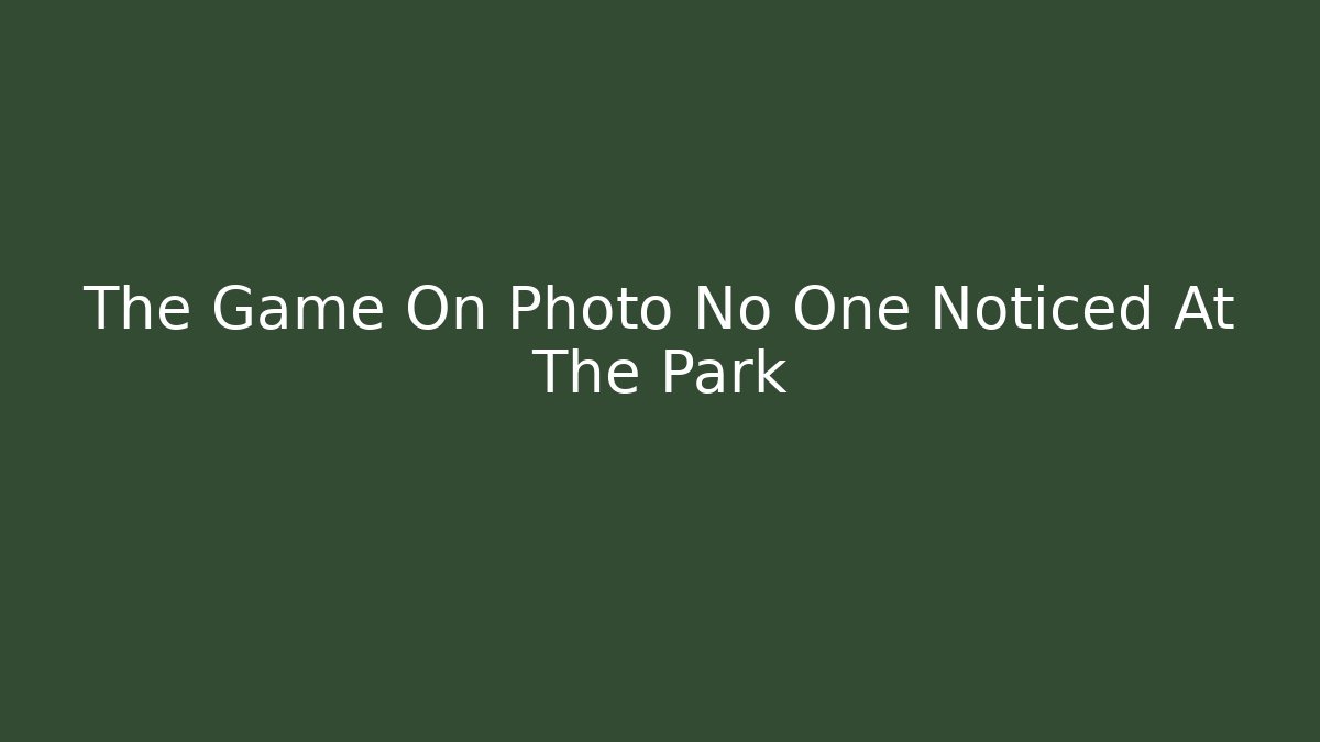 The Game On Photo No One Noticed At The Park
