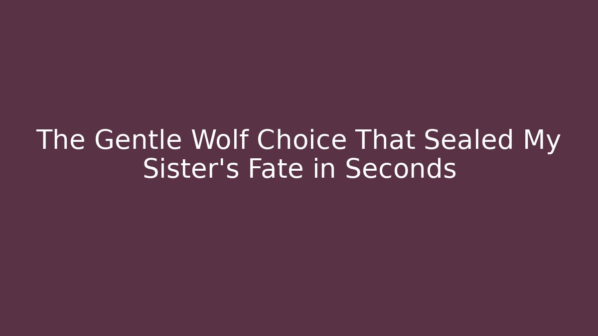 The Gentle Wolf Choice That Sealed My Sister's Fate in Seconds