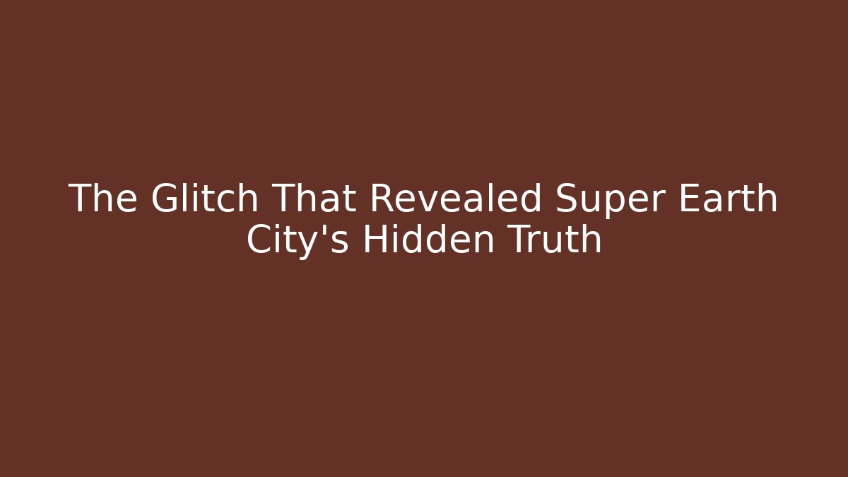 The Glitch That Revealed Super Earth City's Hidden Truth