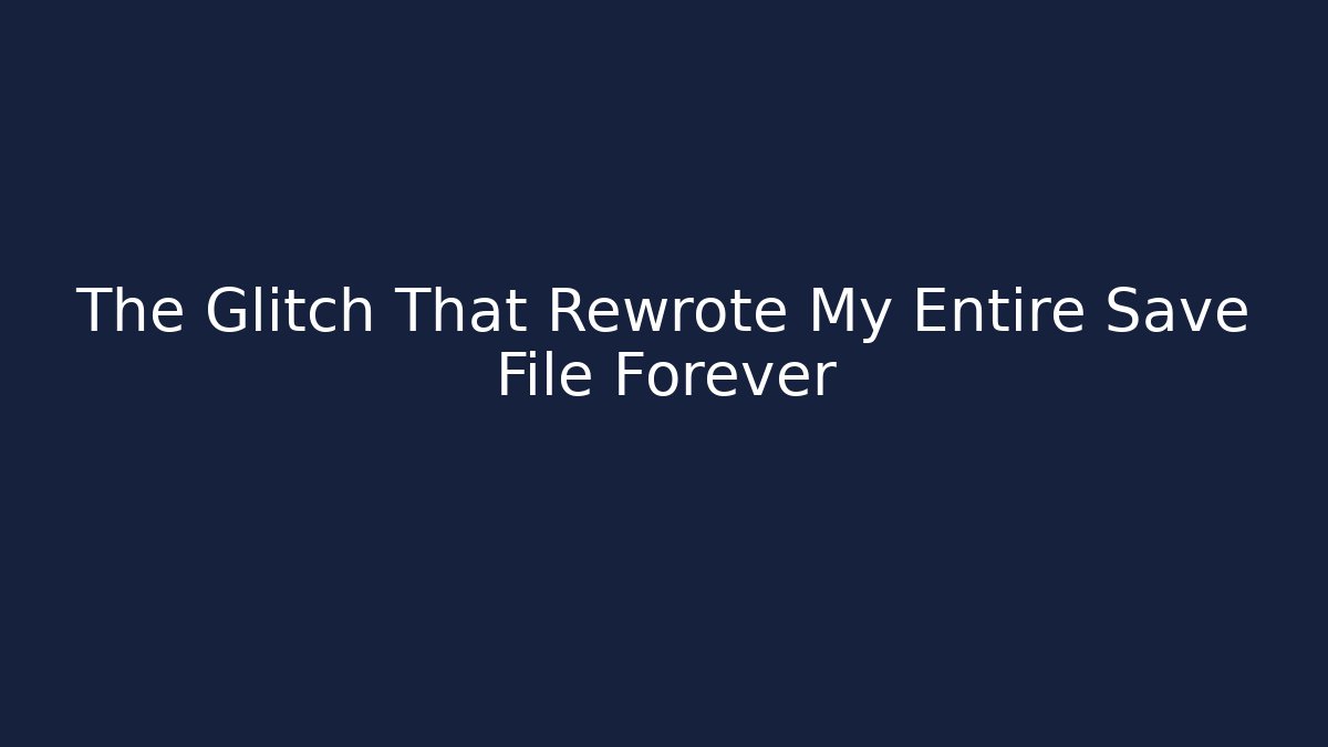 The Glitch That Rewrote My Entire Save File Forever