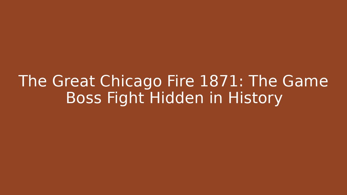 The Great Chicago Fire 1871: The Game Boss Fight Hidden in History
