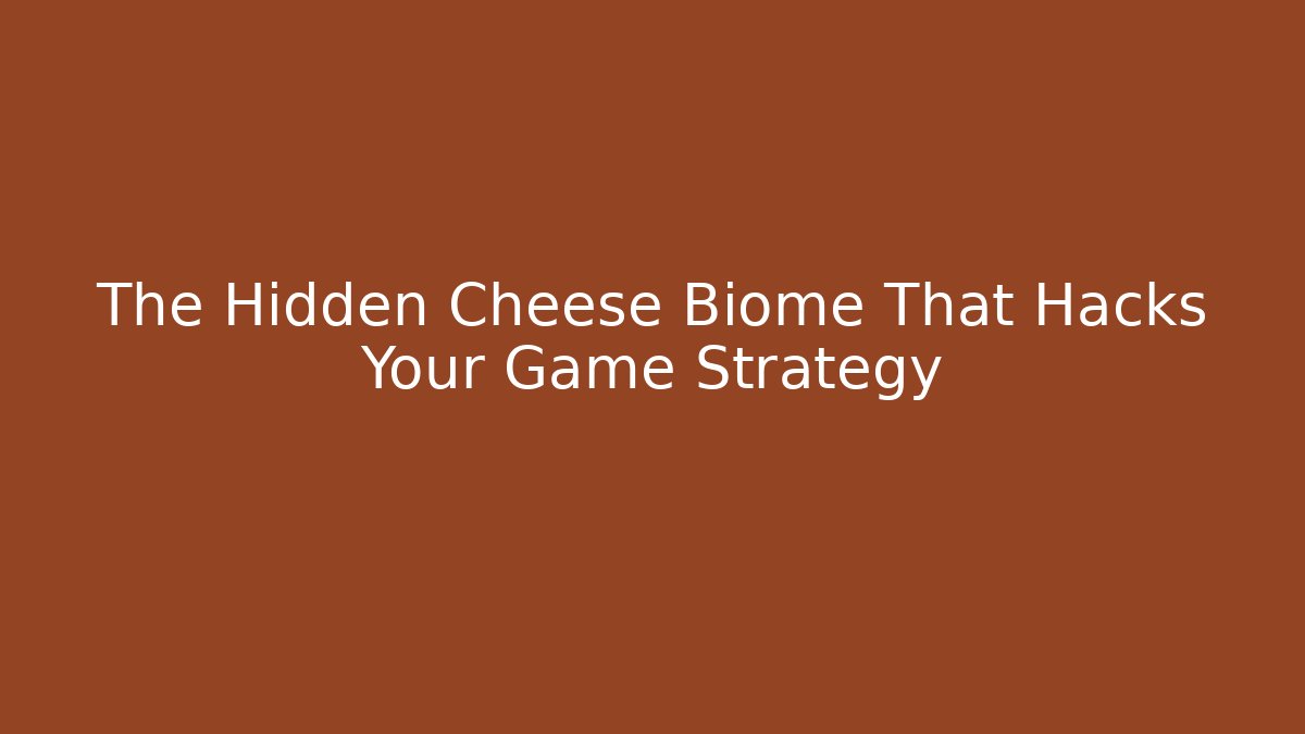 The Hidden Cheese Biome That Hacks Your Game Strategy