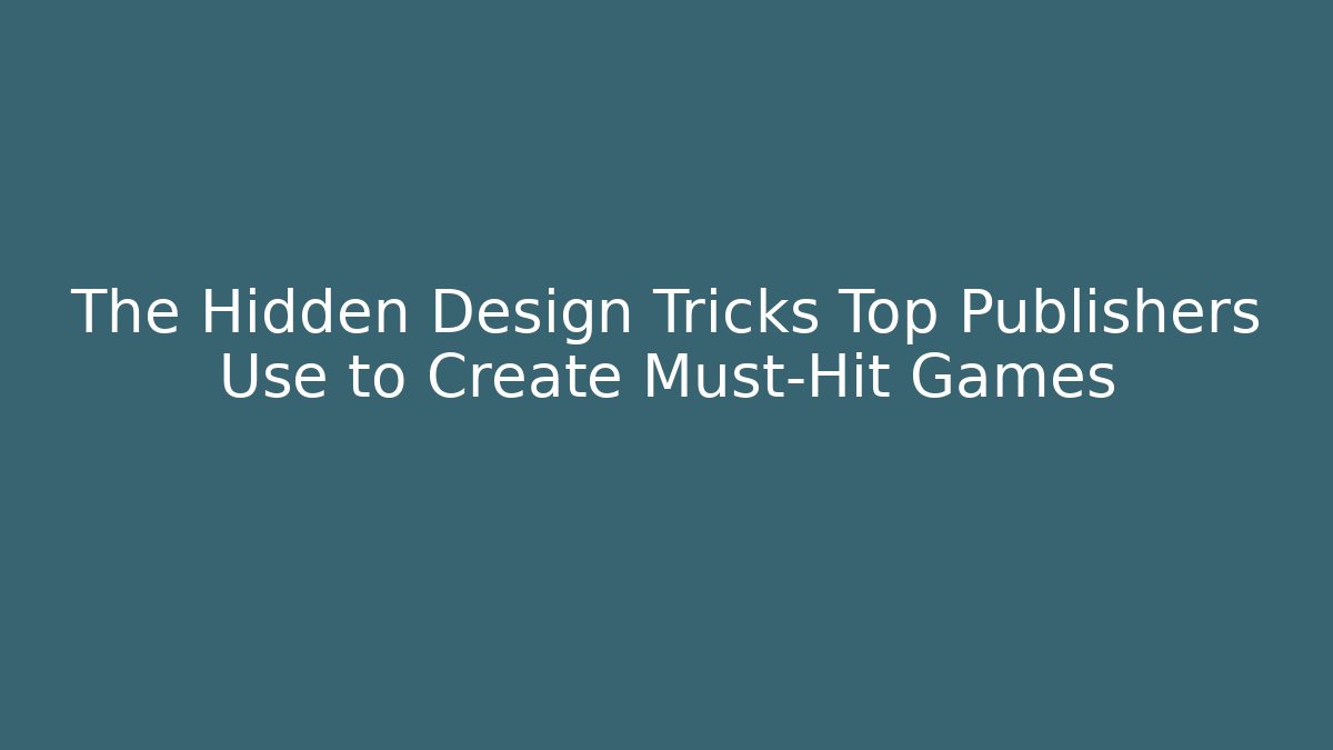 The Hidden Design Tricks Top Publishers Use to Create Must-Hit Games