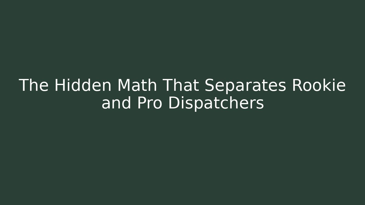 The Hidden Math That Separates Rookie and Pro Dispatchers