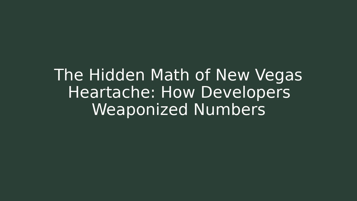The Hidden Math of New Vegas Heartache: How Developers Weaponized Numbers - Felix Cat Insurance