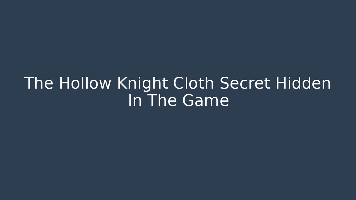 The Hollow Knight Cloth Secret Hidden In The Game