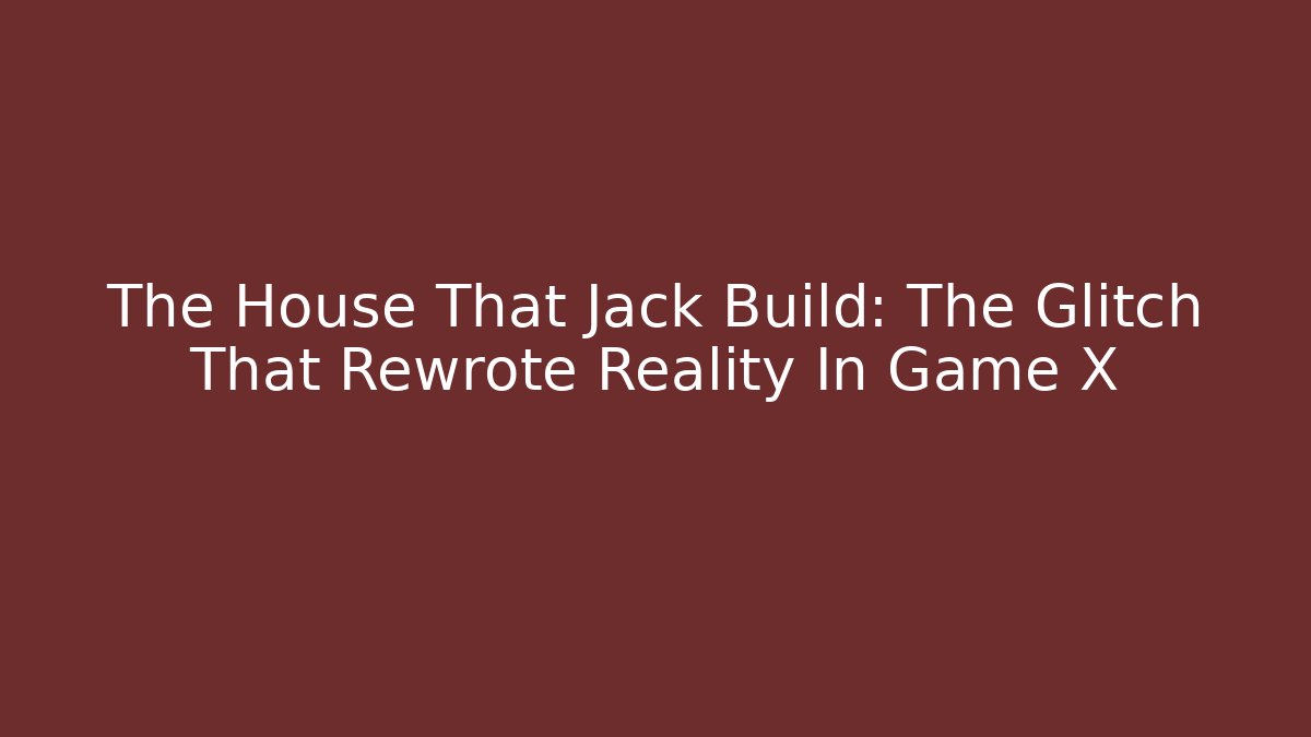The House That Jack Build: The Glitch That Rewrote Reality In Game X