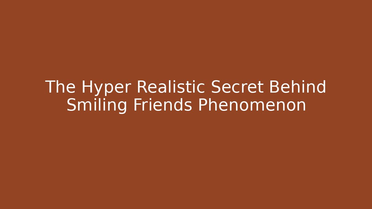 The Hyper Realistic Secret Behind Smiling Friends Phenomenon