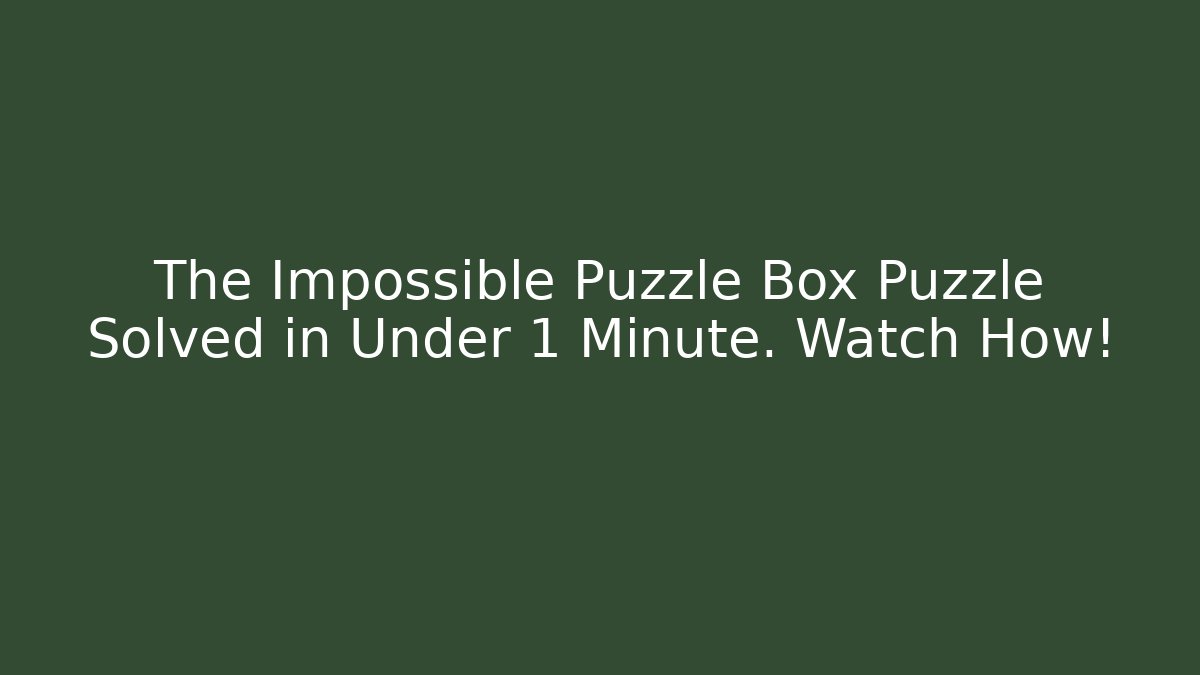 The Impossible Puzzle Box Puzzle Solved in Under 1 Minute. Watch How!