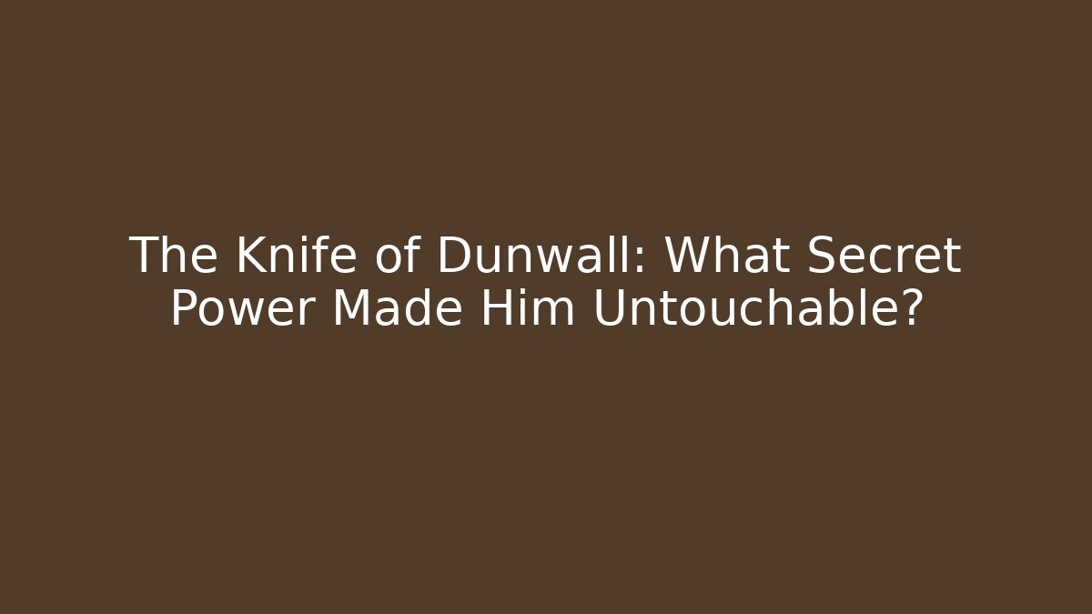 The Knife of Dunwall: What Secret Power Made Him Untouchable?