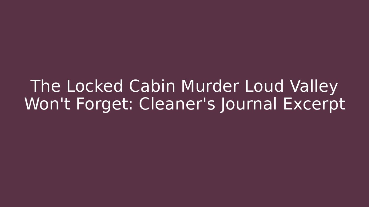 The Locked Cabin Murder Loud Valley Won’t Forget: Cleaner’s Journal Excerpt