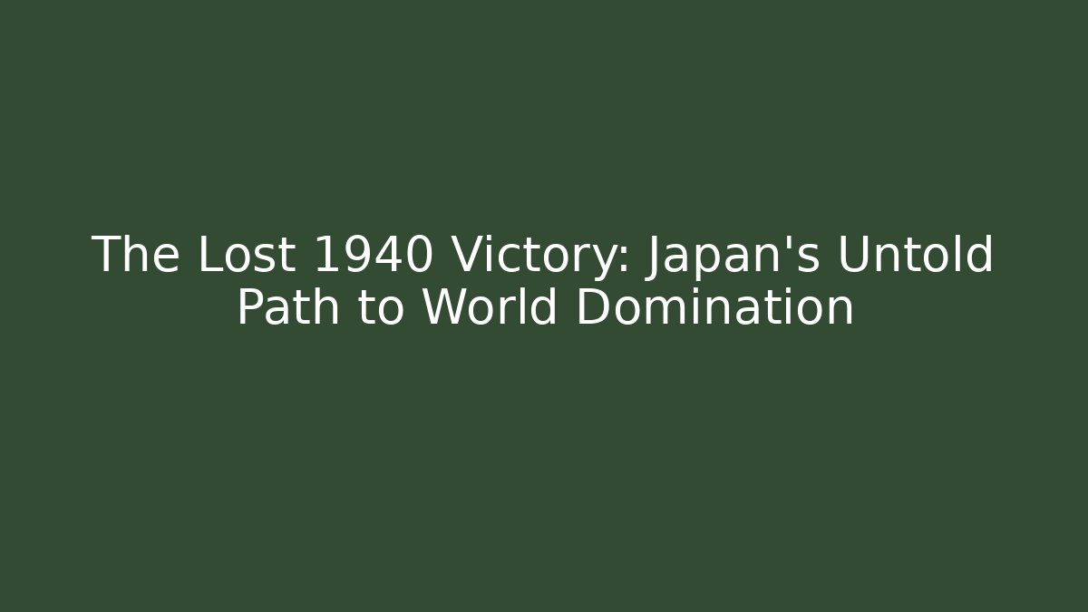 The Lost 1940 Victory: Japan's Untold Path to World Domination