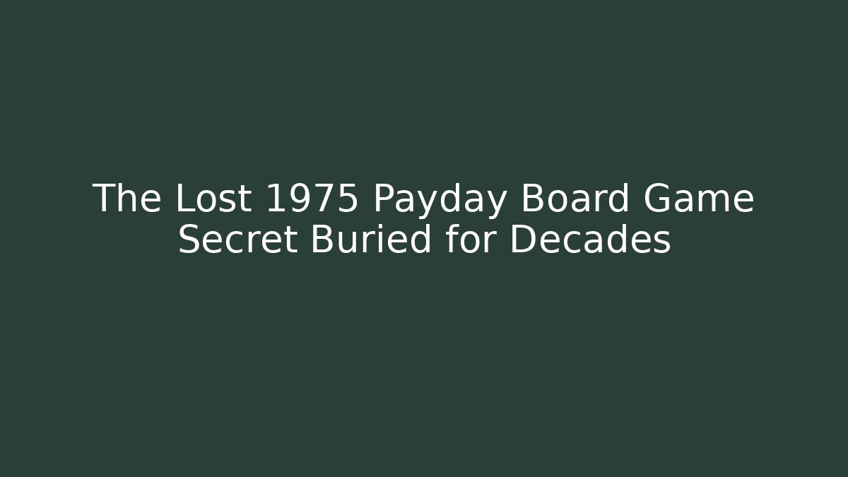The Lost 1975 Payday Board Game Secret Buried for Decades