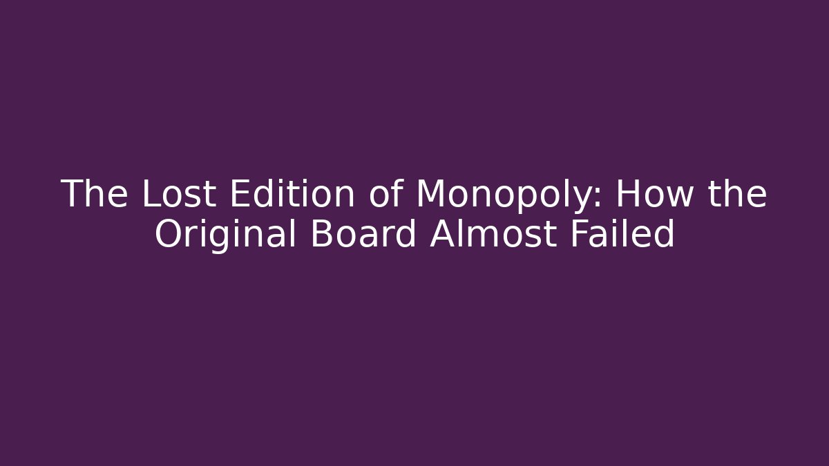 The Lost Edition of Monopoly: How the Original Board Almost Failed