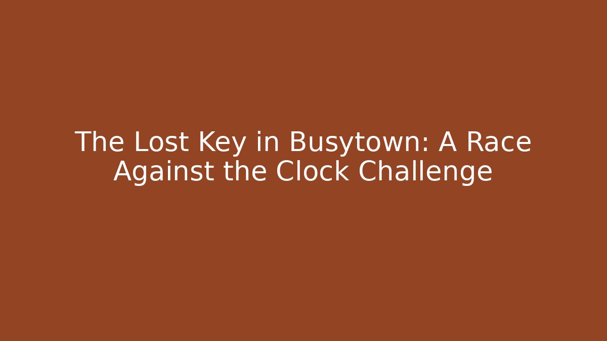 The Lost Key in Busytown: A Race Against the Clock Challenge