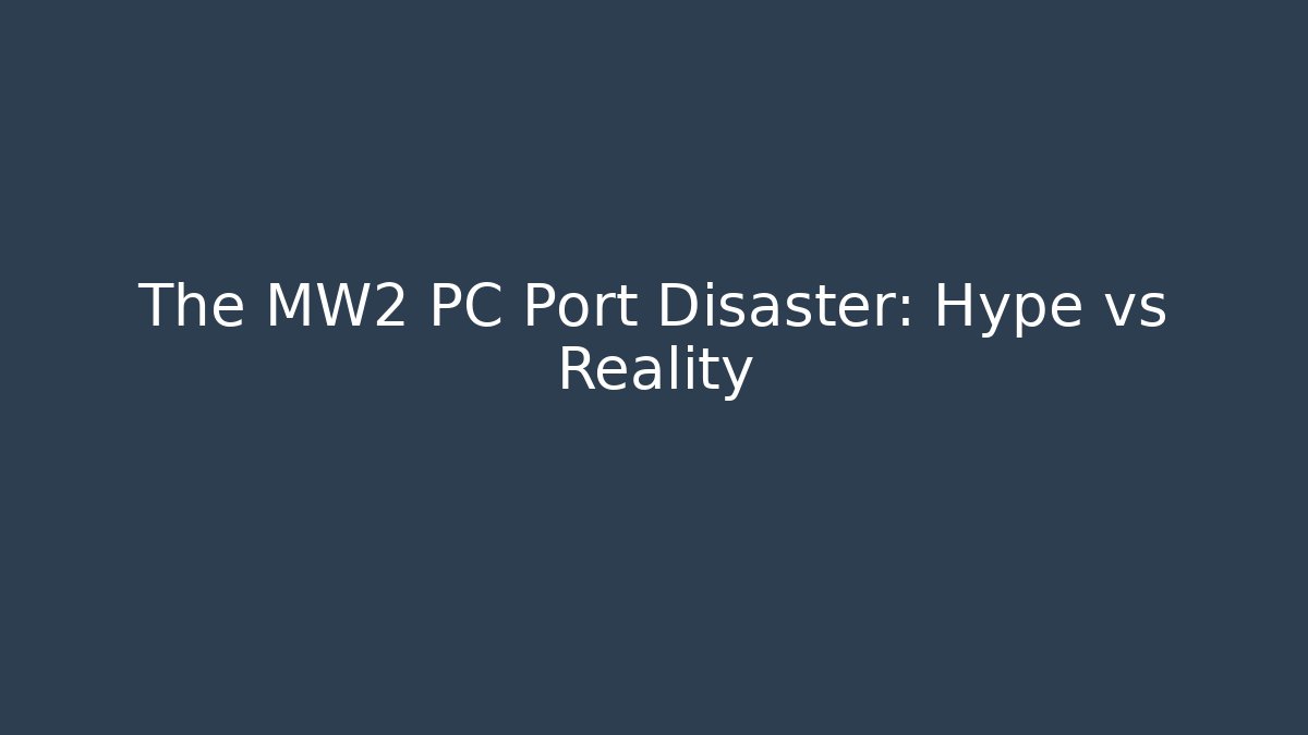 The MW2 PC Port Disaster: Hype vs Reality