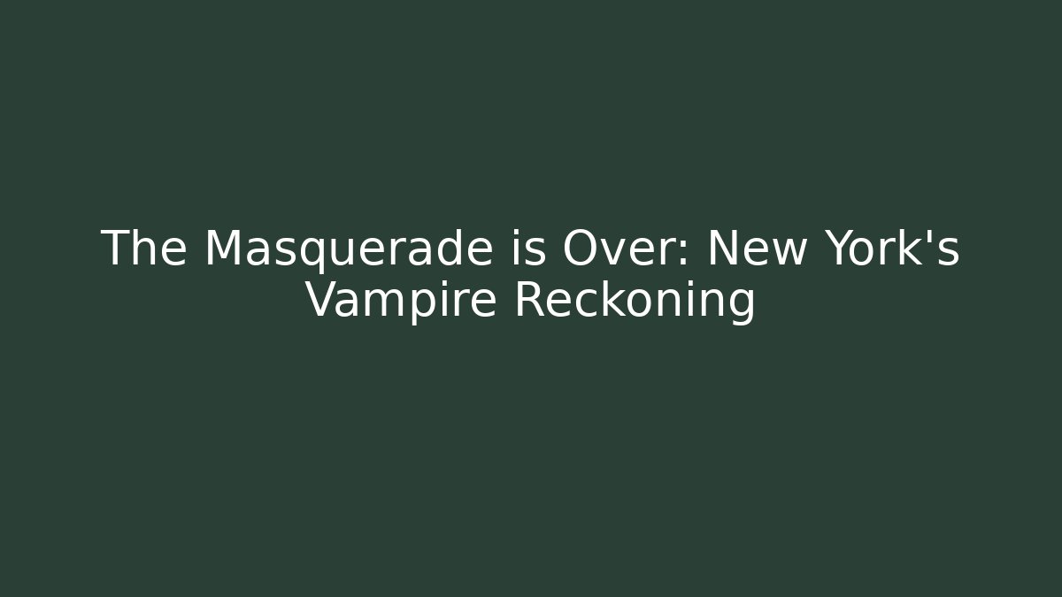 The Masquerade is Over: New York's Vampire Reckoning