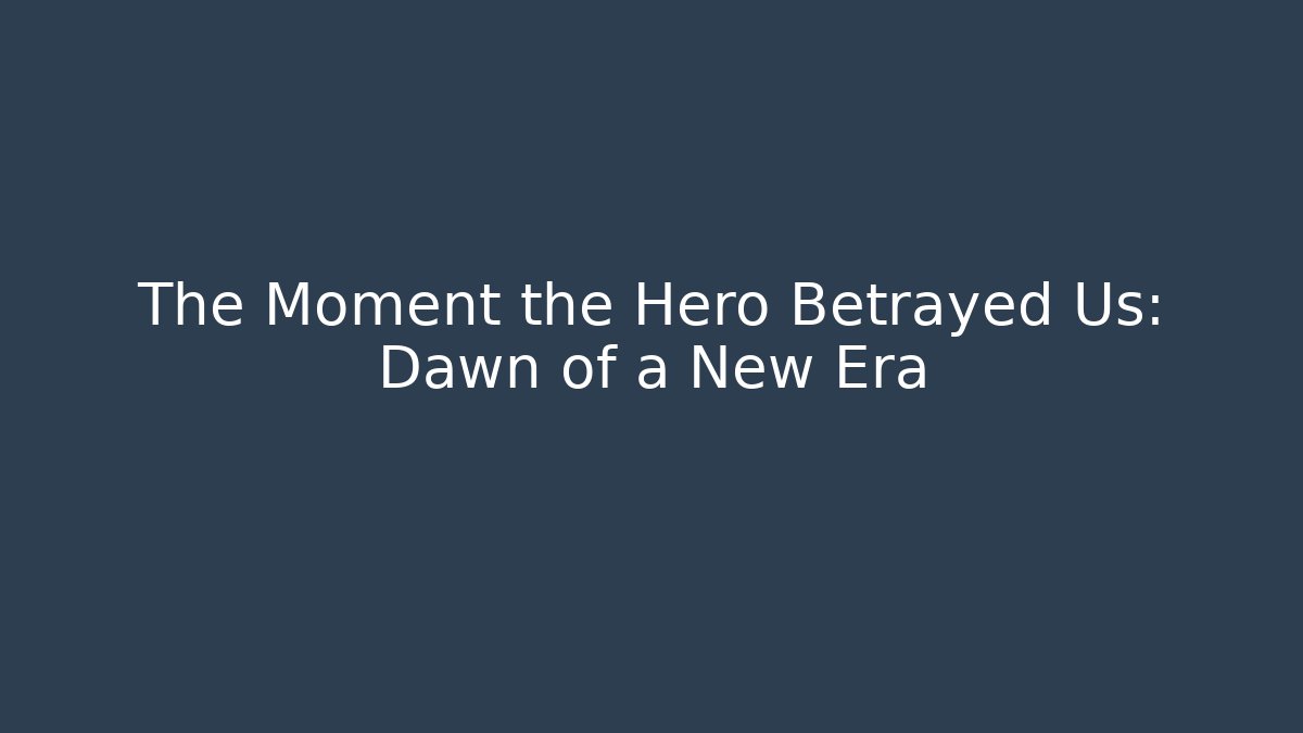 The Moment the Hero Betrayed Us: Dawn of a New Era