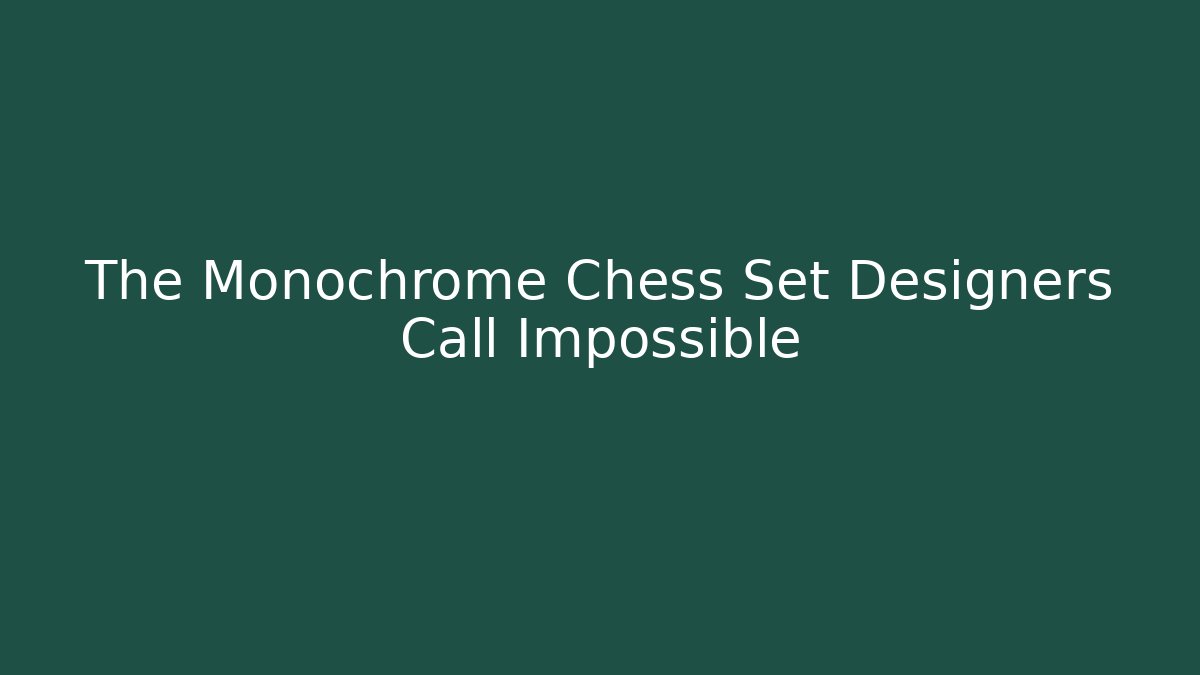 The Monochrome Chess Set Designers Call Impossible