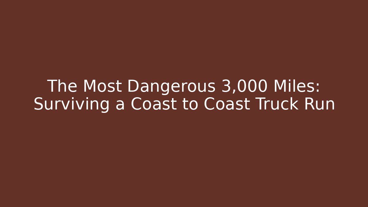 The Most Dangerous 3,000 Miles: Surviving a Coast to Coast Truck Run