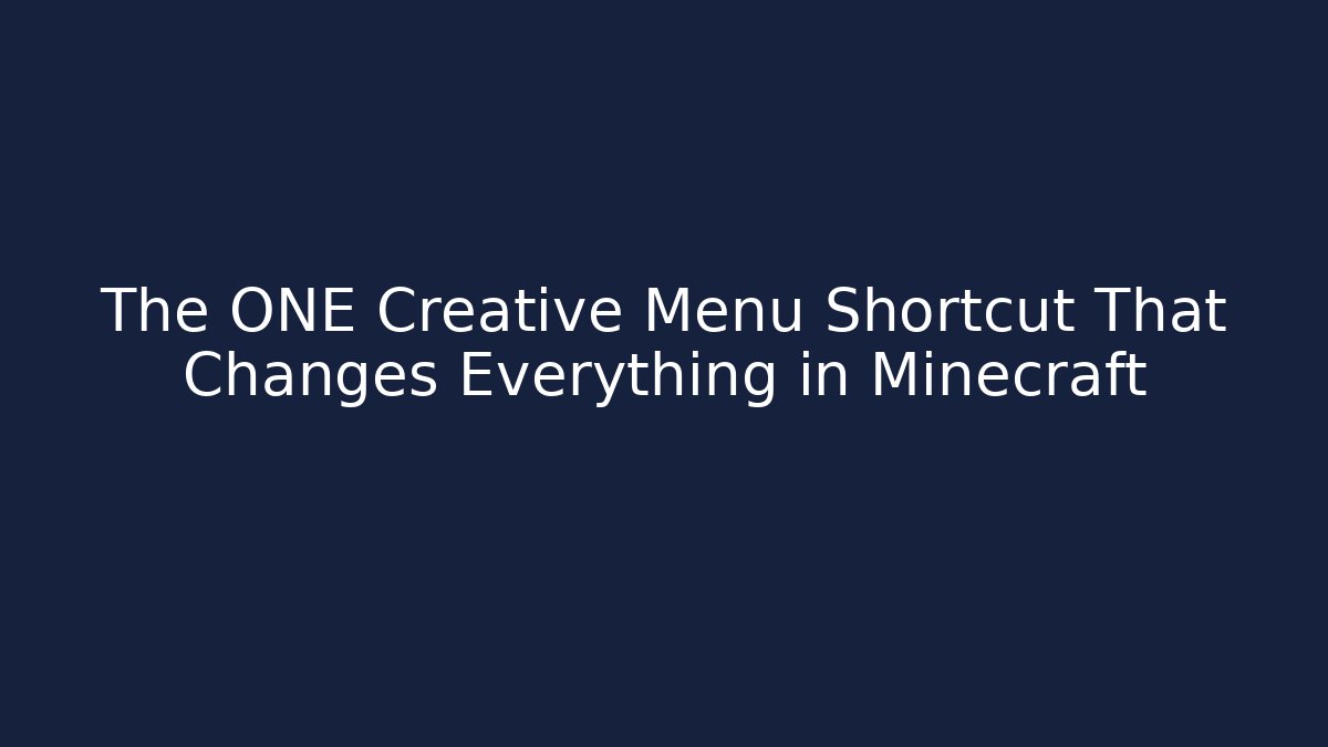 The ONE Creative Menu Shortcut That Changes Everything in Minecraft - Felix Cat Insurance