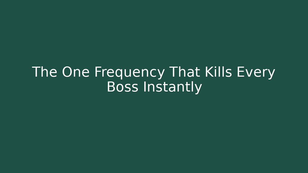 The One Frequency That Kills Every Boss Instantly - Felix Cat Insurance