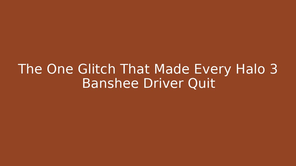 The One Glitch That Made Every Halo 3 Banshee Driver Quit
