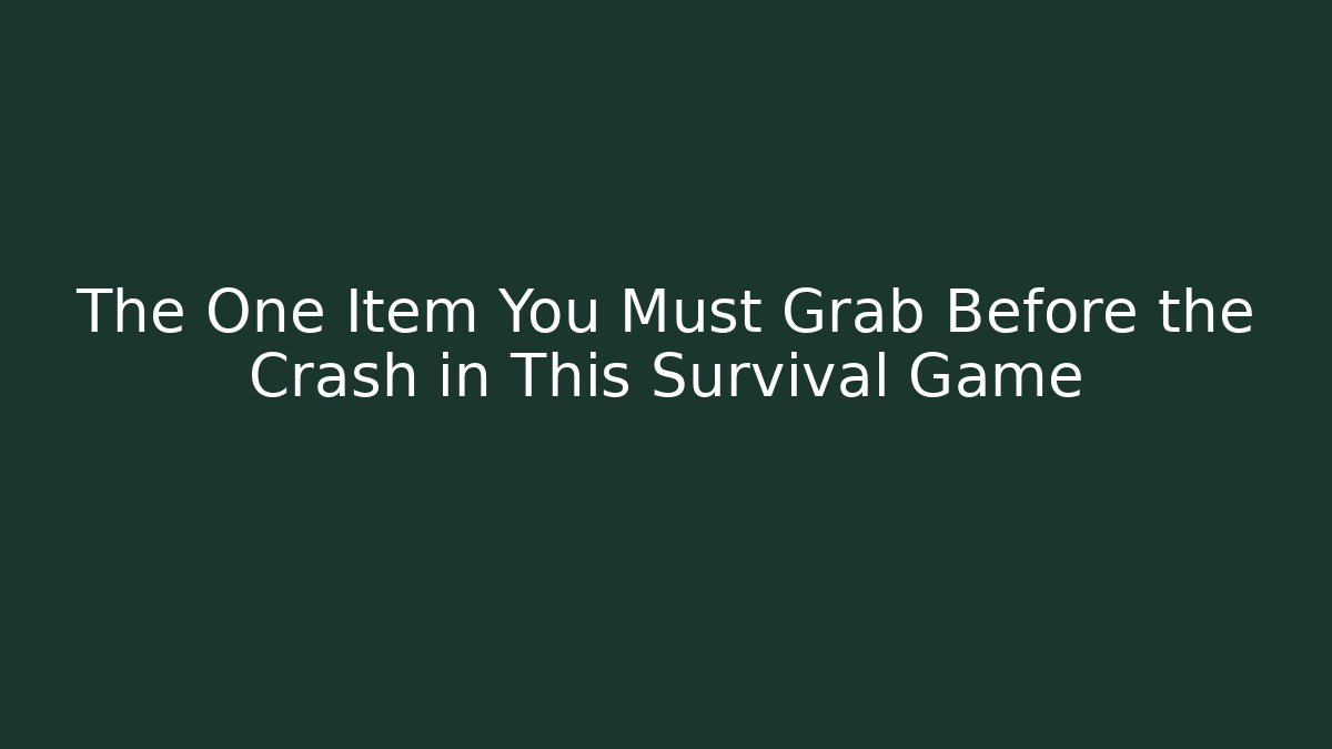 The One Item You Must Grab Before the Crash in This Survival Game