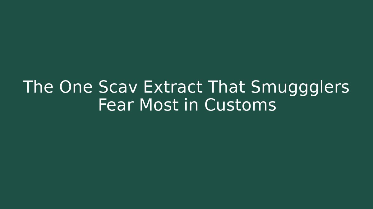 The One Scav Extract That Smuggglers Fear Most in Customs