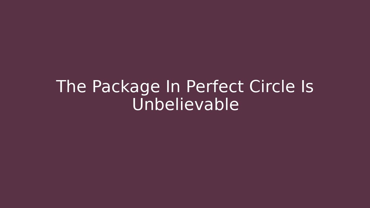The Package In Perfect Circle Is Unbelievable