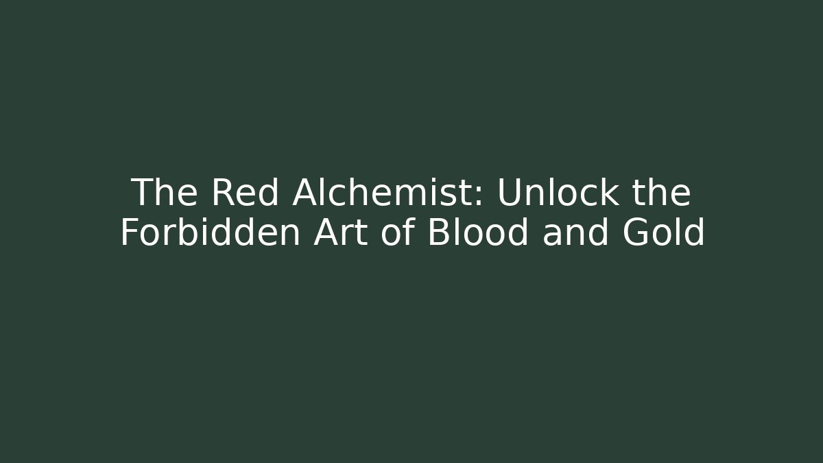The Red Alchemist: Unlock the Forbidden Art of Blood and Gold
