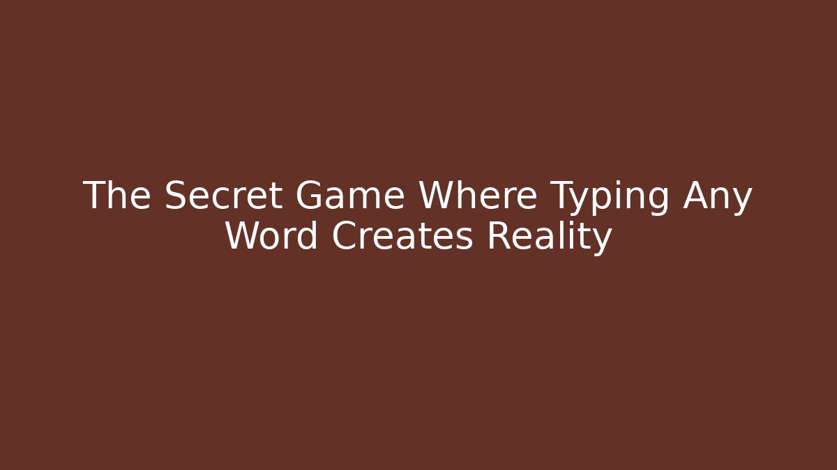The Secret Game Where Typing Any Word Creates Reality