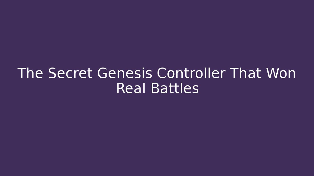 The Secret Genesis Controller That Won Real Battles