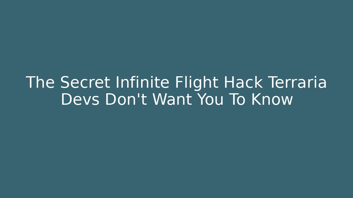 The Secret Infinite Flight Hack Terraria Devs Don't Want You To Know