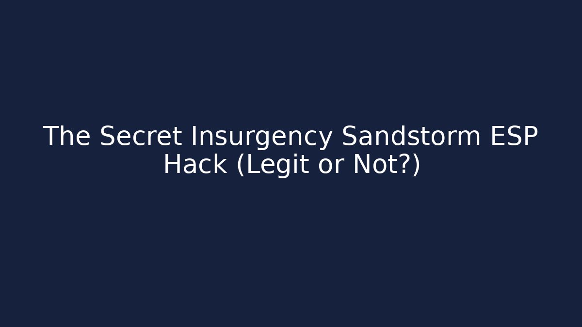 The Secret Insurgency Sandstorm ESP Hack (Legit or Not?)