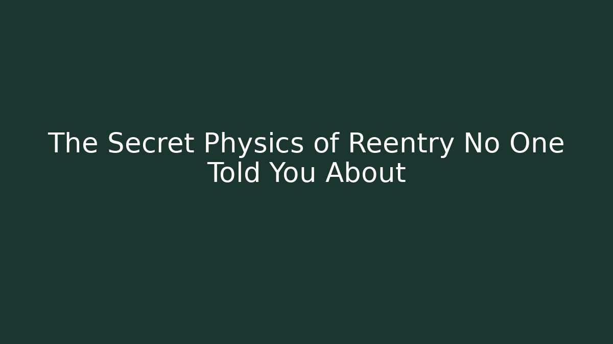 The Secret Physics of Reentry No One Told You About